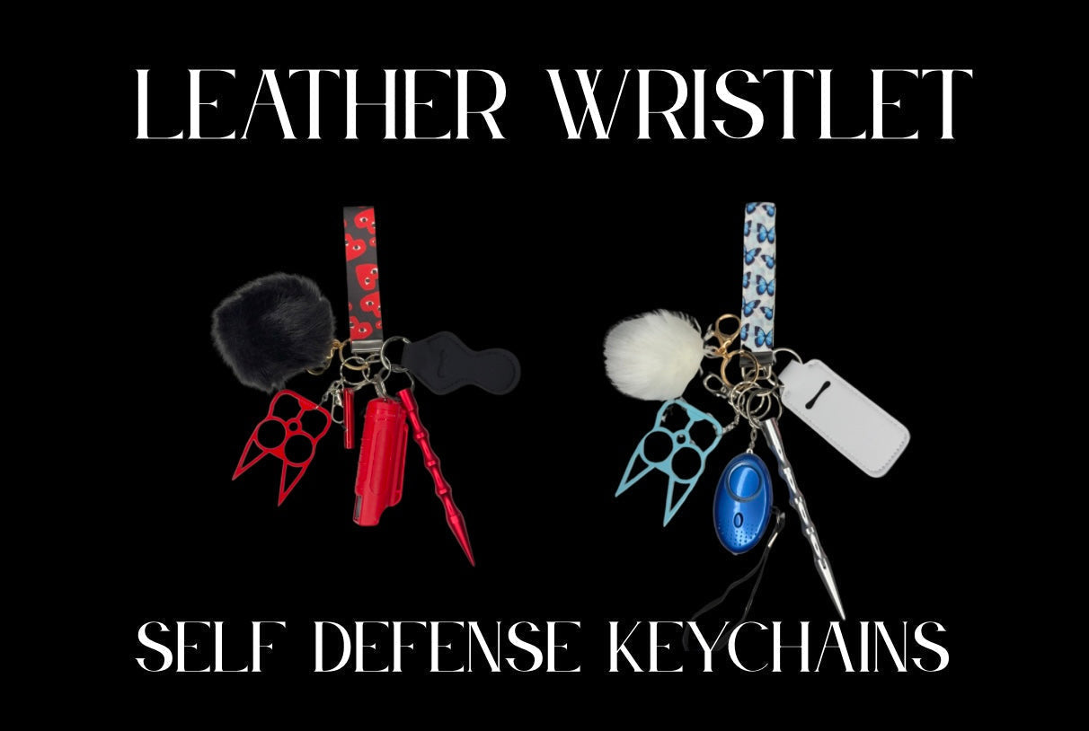 Leather Wristlet Self Defense Keychains