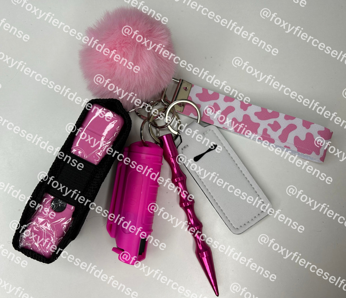 Pink Cow Print Keychain