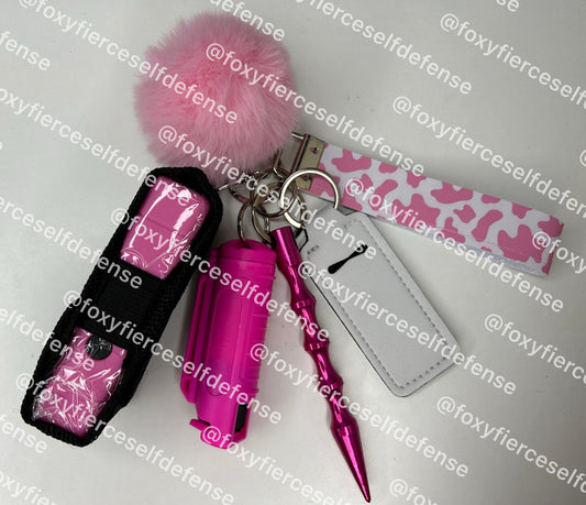 Pink Cow Print Keychain