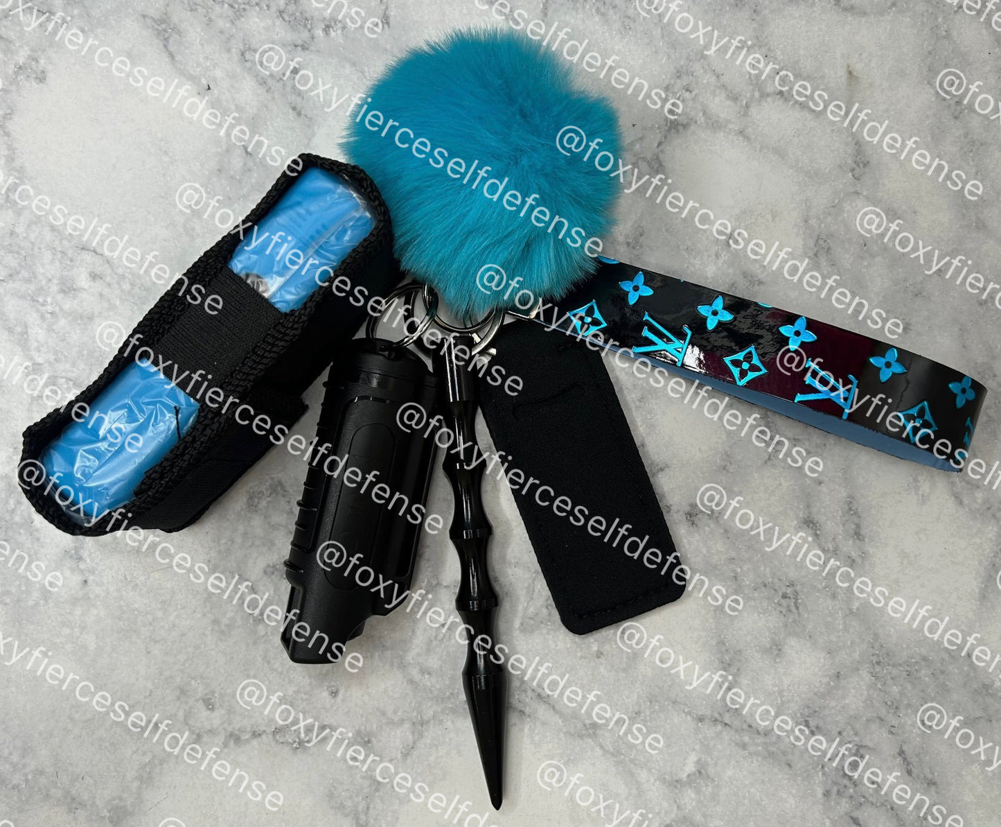 Shiny Blue/Black LV Keychain